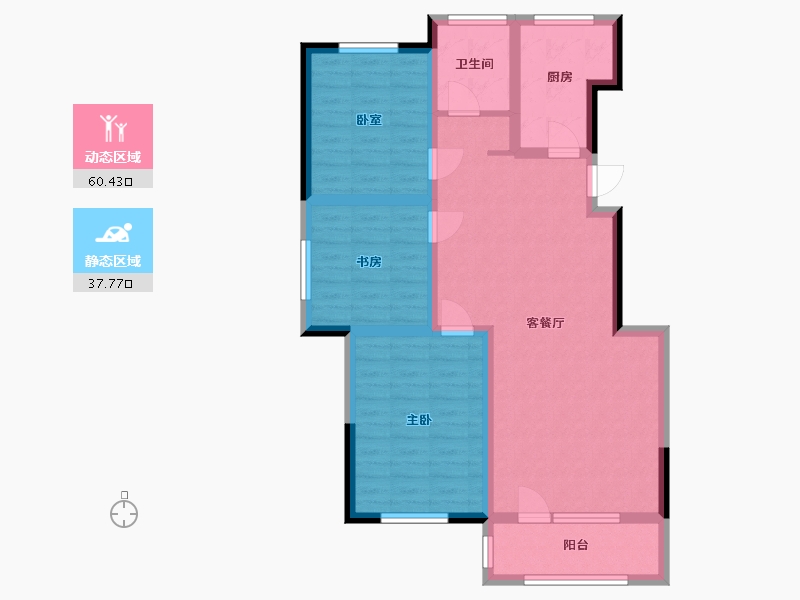 山东省-青岛市-朝阳花园-87.39-户型库-动静分区