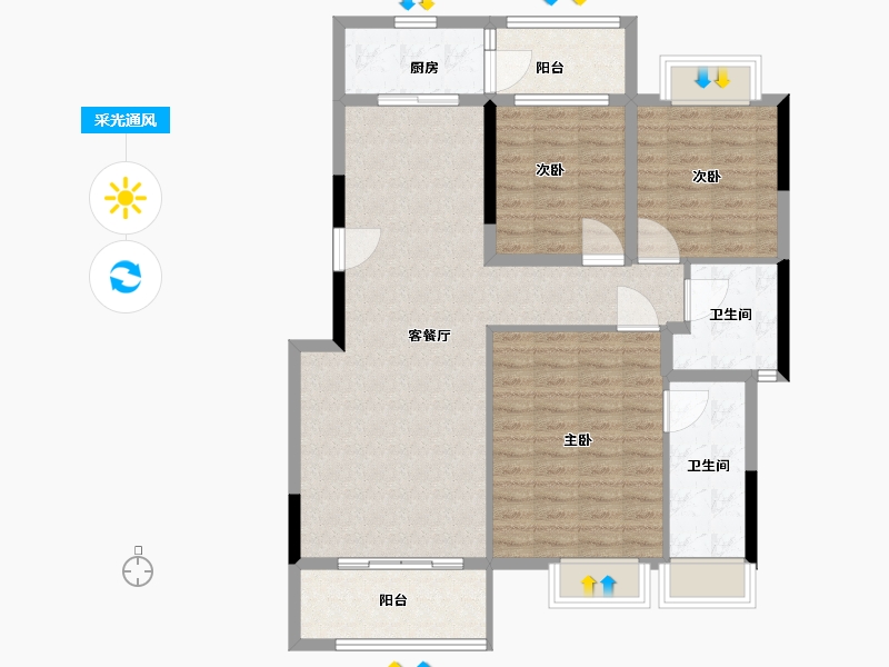 河南省-信阳市-富邦星湖丽景-106.18-户型库-采光通风