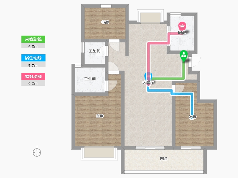 浙江省-杭州市-时代公馆-96.70-户型库-动静线