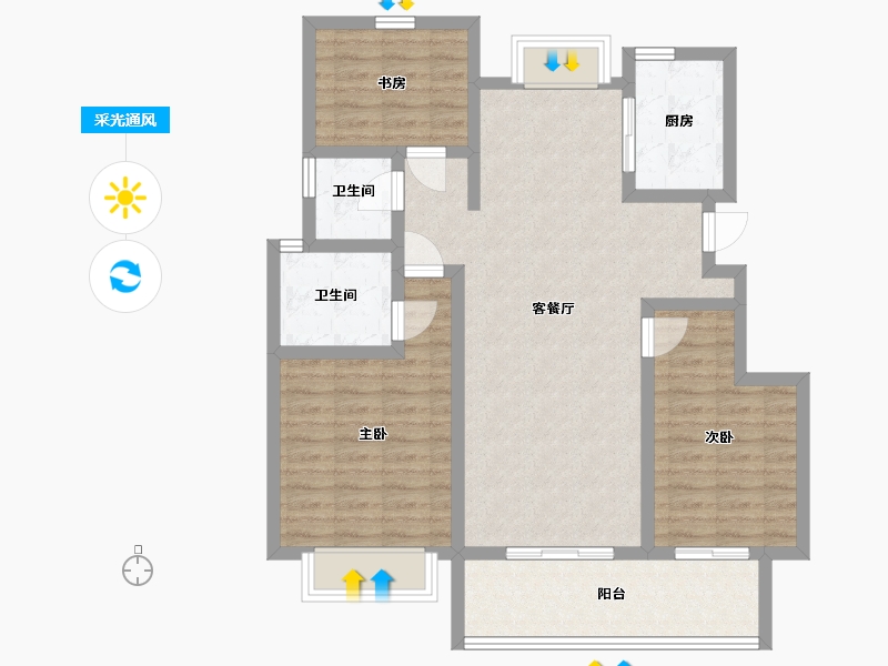 浙江省-杭州市-时代公馆-96.70-户型库-采光通风