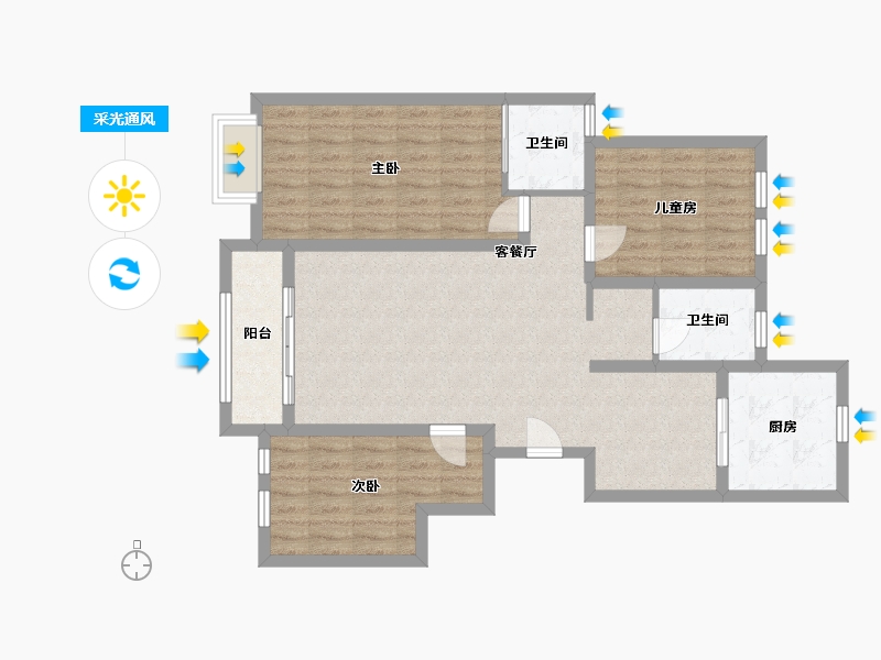 河南省-郑州市-水之郡-106.00-户型库-采光通风