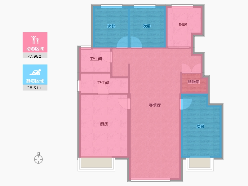 北京-北京市-龙湖·云河砚-96.00-户型库-动静分区