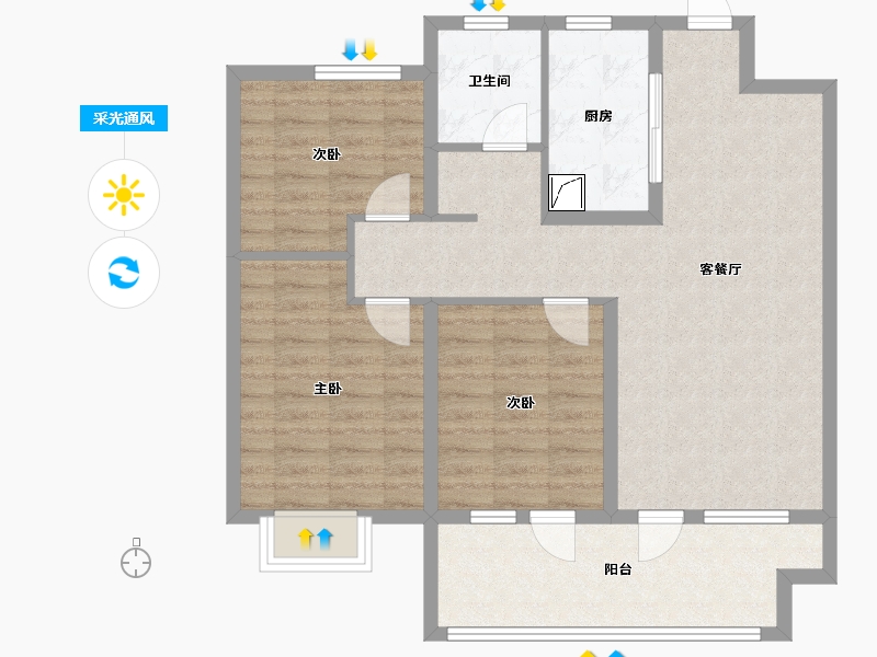 山东省-青岛市-鲁骐书香世家-89.00-户型库-采光通风