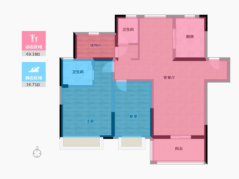 江苏省-南京市-爱涛天禧明庭-94.40-户型库-动静分区