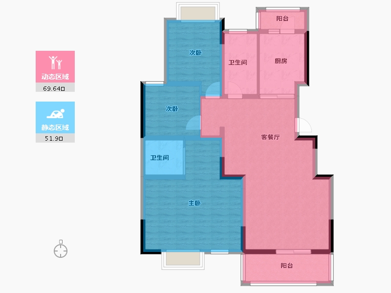 江苏省-南京市-橡树城-108.80-户型库-动静分区