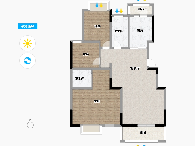 江苏省-南京市-橡树城-108.80-户型库-采光通风