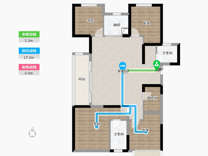 河南省-郑州市-康桥那云溪-105.54-户型库-动静线