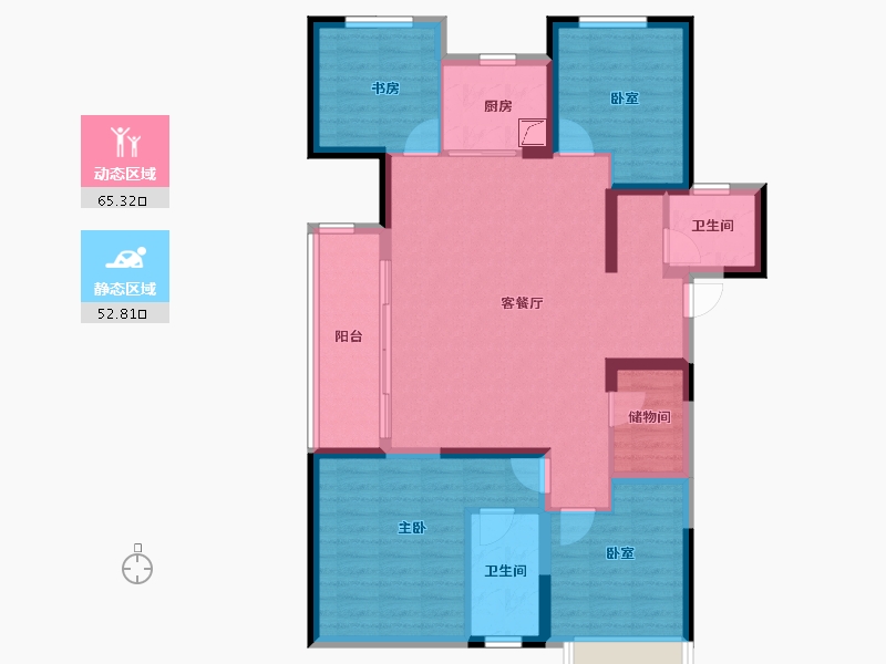 河南省-郑州市-康桥那云溪-105.54-户型库-动静分区