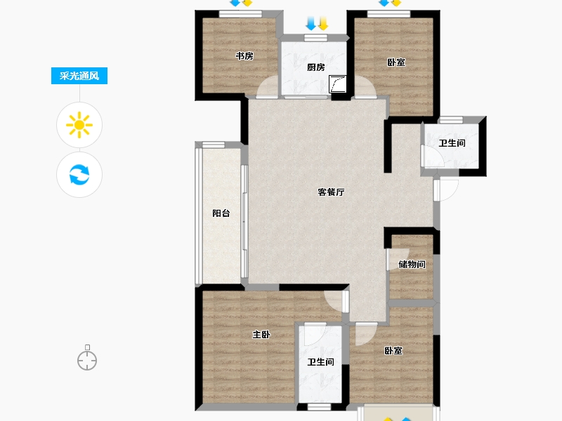 河南省-郑州市-康桥那云溪-105.54-户型库-采光通风