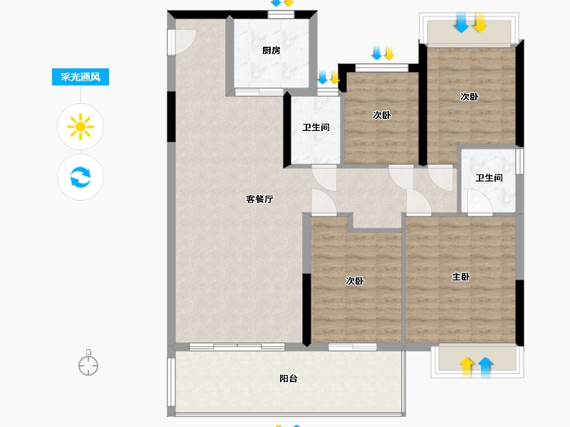 广西壮族自治区-南宁市-建发五象印月-106.40-户型库-采光通风