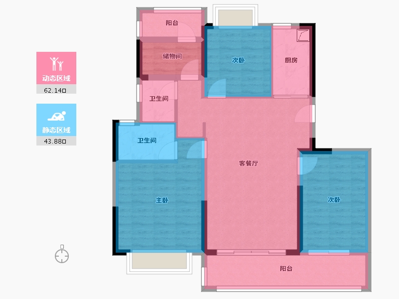 江苏省-苏州市-碧桂园·星澜雅苑-97.00-户型库-动静分区