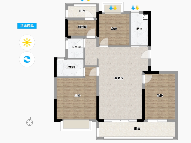 江苏省-苏州市-碧桂园·星澜雅苑-97.00-户型库-采光通风