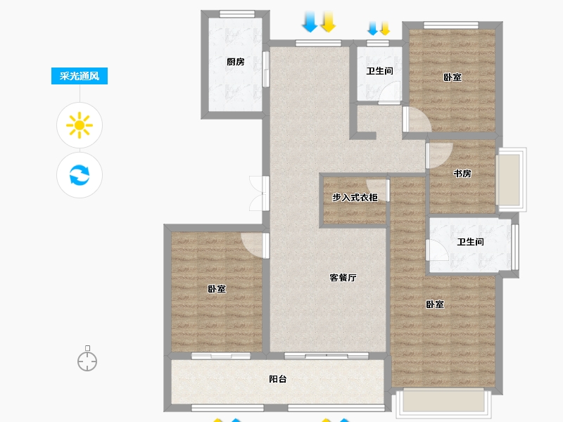 江苏省-南京市-绿城云栖玫瑰园-118.40-户型库-采光通风