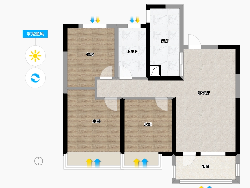 吉林省-吉林市-中海河山郡-80.00-户型库-采光通风