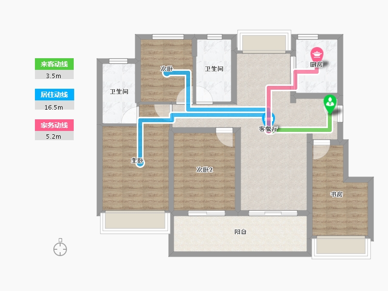 江苏省-苏州市-新城嘉樾时代花园​-96.14-户型库-动静线