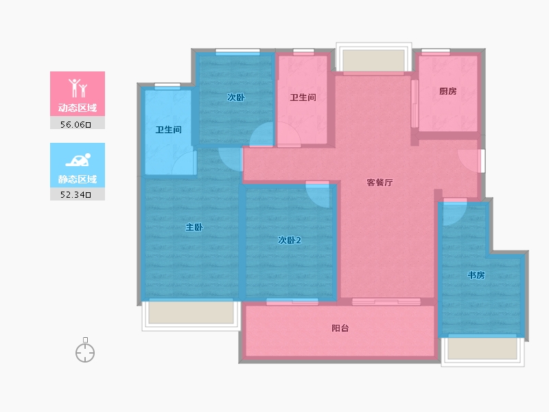 江苏省-苏州市-新城嘉樾时代花园​-96.14-户型库-动静分区