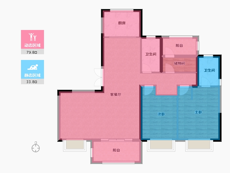 江苏省-南京市-鲁能硅谷公馆-102.40-户型库-动静分区