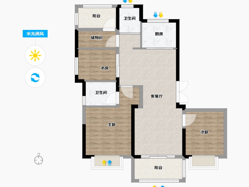 江苏省-南京市-鲁能硅谷公馆-92.01-户型库-采光通风