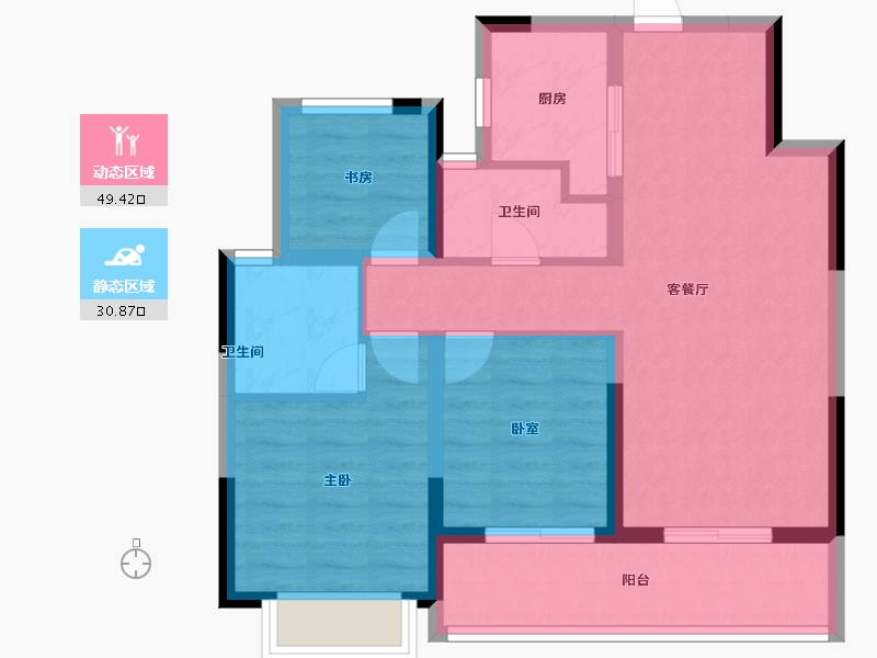 浙江省-杭州市-滨湖天地-71.00-户型库-动静分区