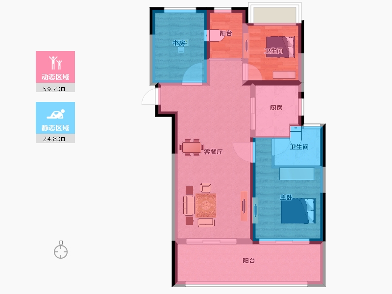 浙江省-杭州市-滨湖天地-75.51-户型库-动静分区