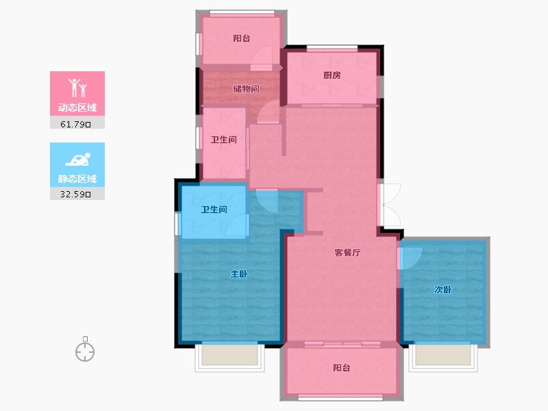 江苏省-南京市-鲁能硅谷公馆-84.01-户型库-动静分区