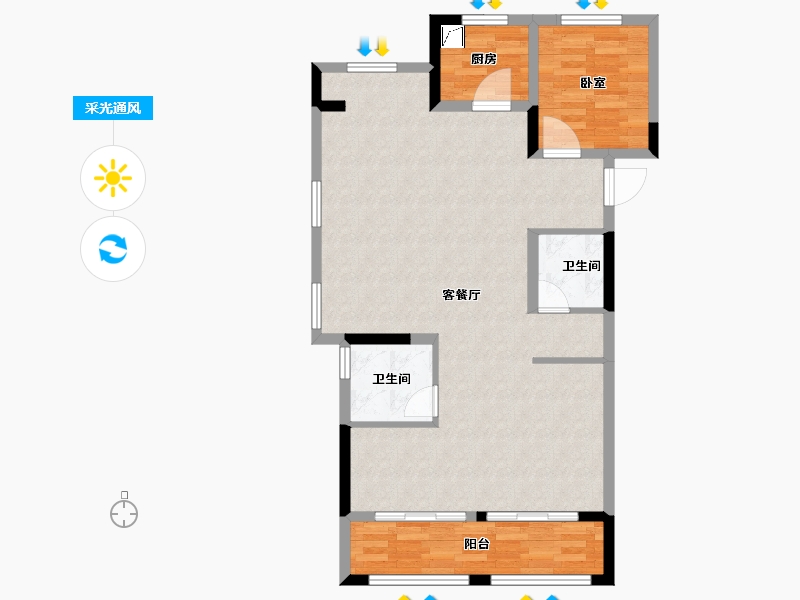 浙江省-杭州市-绿地柏澜晶舍-87.01-户型库-采光通风