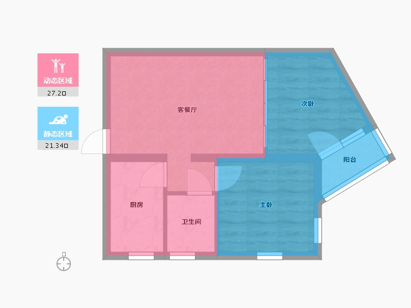 北京-北京市-牡丹园西里社区-58.00-户型库-动静分区