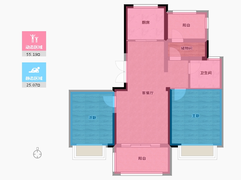 江苏省-南京市-鲁能硅谷公馆-71.21-户型库-动静分区