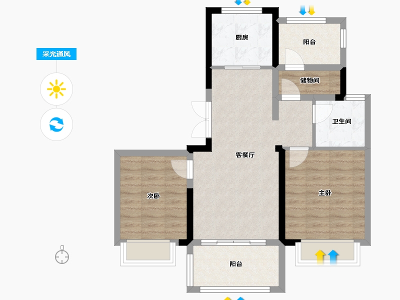 江苏省-南京市-鲁能硅谷公馆-71.21-户型库-采光通风