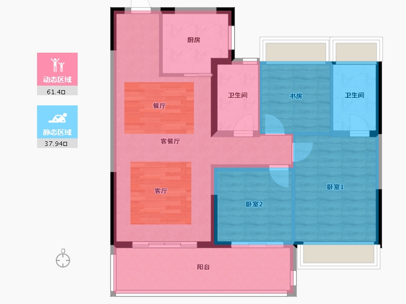 江苏省-苏州市-云起平江雅园-89.60-户型库-动静分区