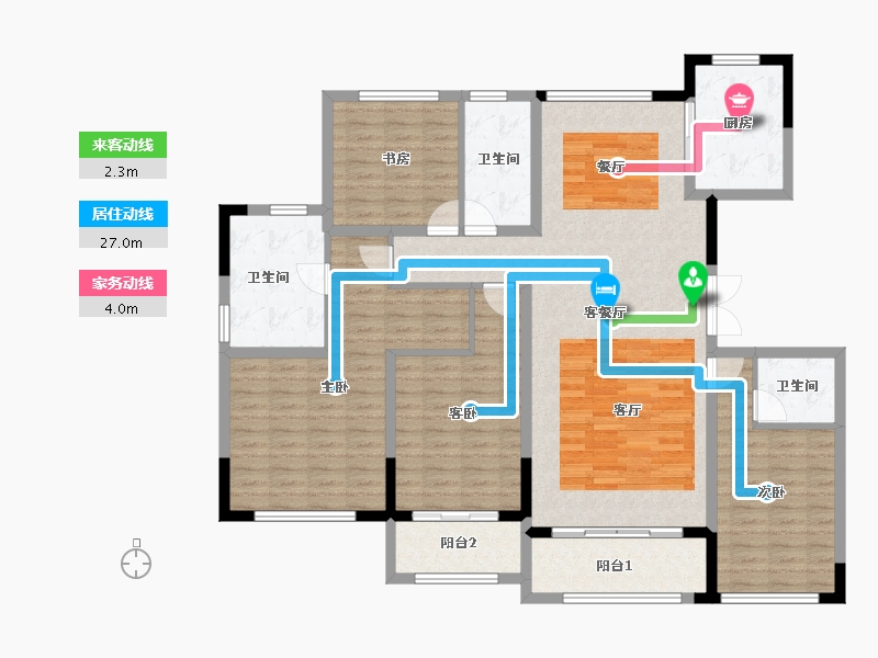 江苏省-苏州市-颐和公馆-144.00-户型库-动静线