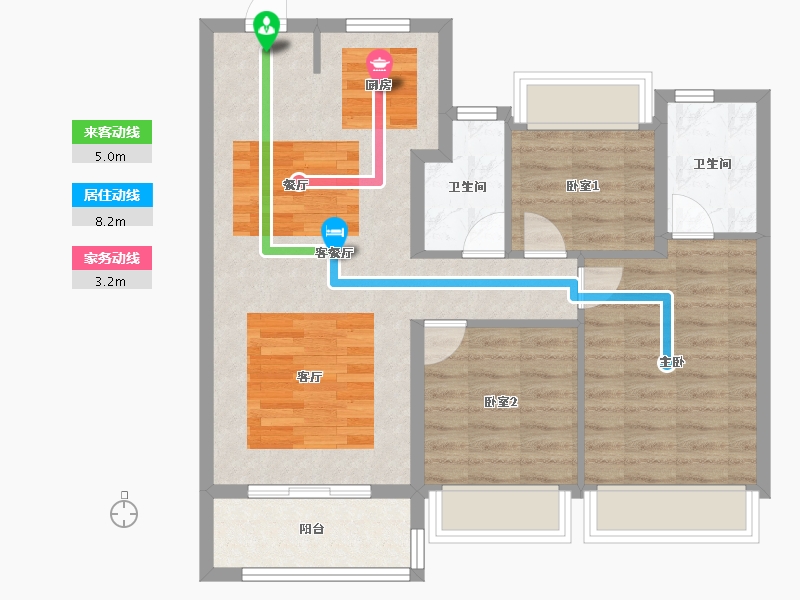 江苏省-苏州市-万科东方雅苑-79.07-户型库-动静线