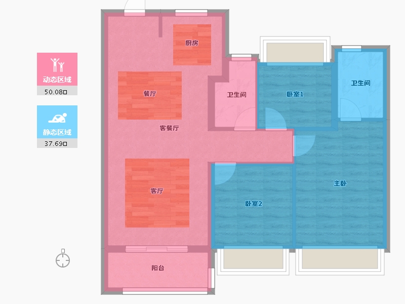 江苏省-苏州市-万科东方雅苑-79.07-户型库-动静分区