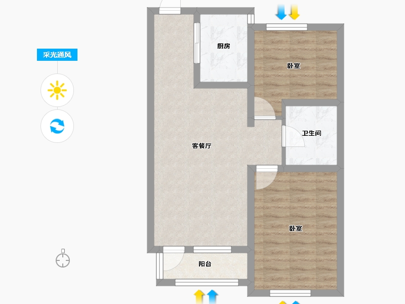 河北省-廊坊市-嘉都TIME-60.66-户型库-采光通风