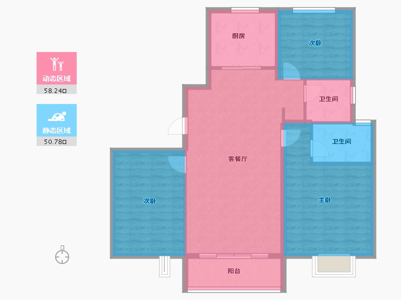 天津-天津市-金科碧桂园富力·渠阳府-99.20-户型库-动静分区