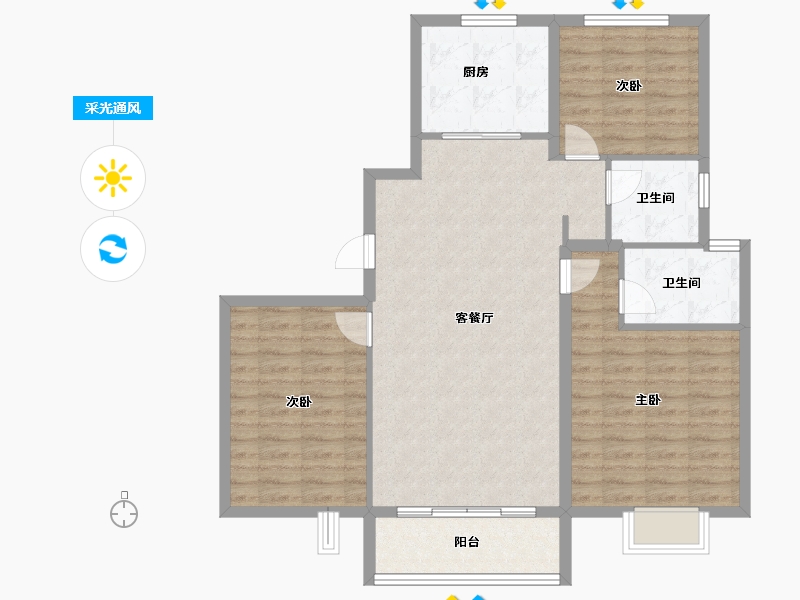 天津-天津市-金科碧桂园富力·渠阳府-99.20-户型库-采光通风