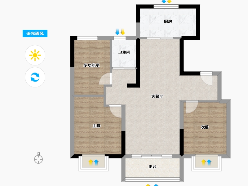 天津-天津市-碧桂园铂誉府-76.00-户型库-采光通风