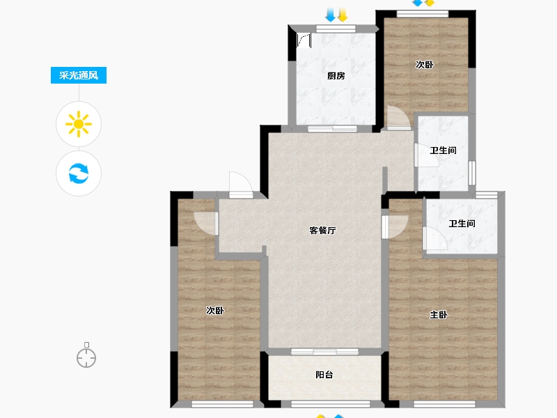 江苏省-南京市-龙湖春江郦城-99.20-户型库-采光通风