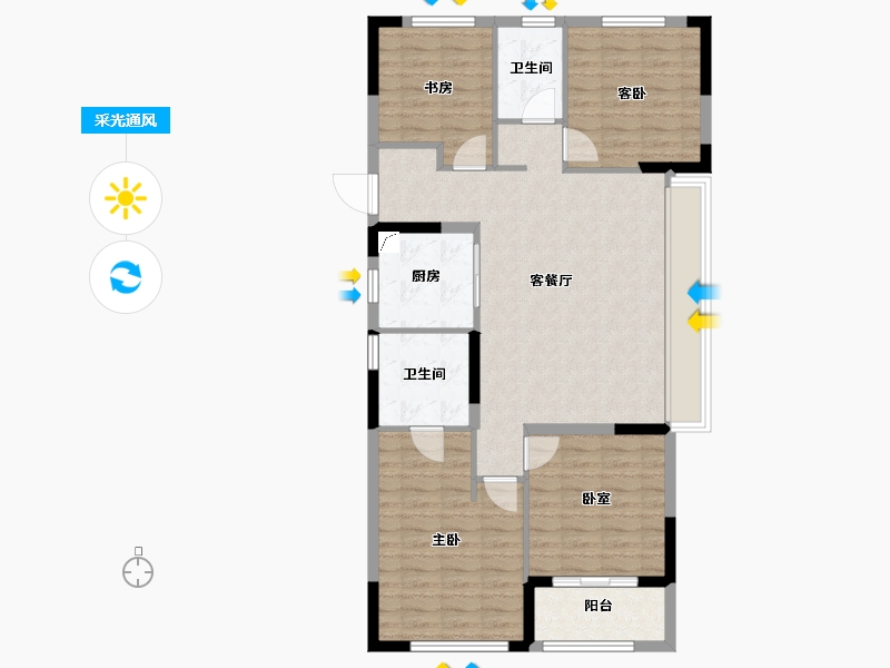 浙江省-杭州市-华景川·云萃天和城-97.49-户型库-采光通风