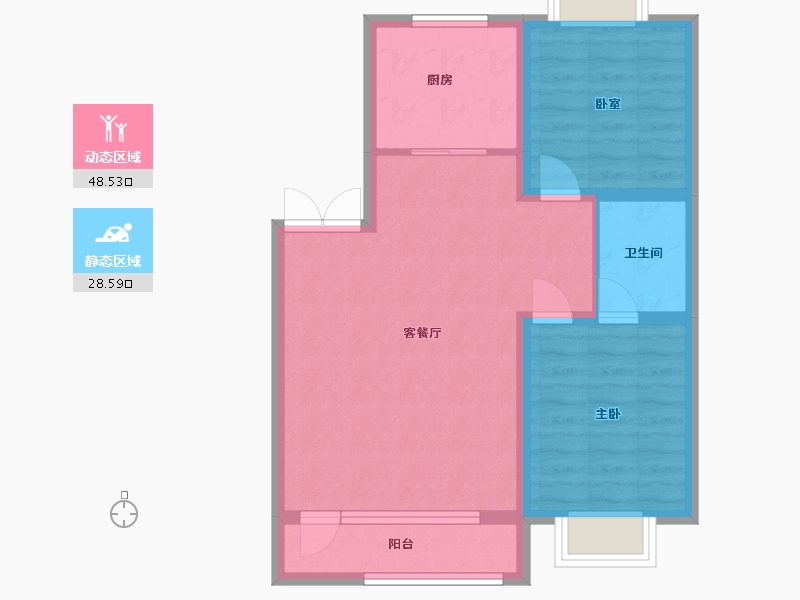 吉林省-长春市-龙翔御府二期-69.03-户型库-动静分区