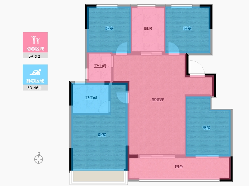 江苏省-南京市-龙湖天曜-97.60-户型库-动静分区