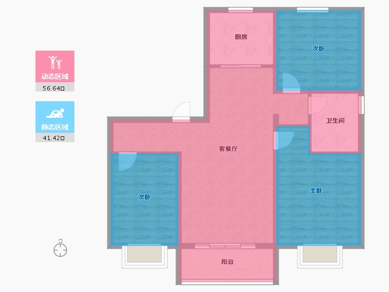 天津-天津市-金科碧桂园富力·渠阳府-88.00-户型库-动静分区