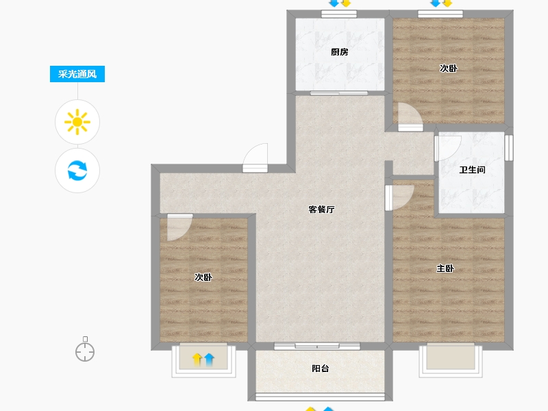 天津-天津市-金科碧桂园富力·渠阳府-88.00-户型库-采光通风