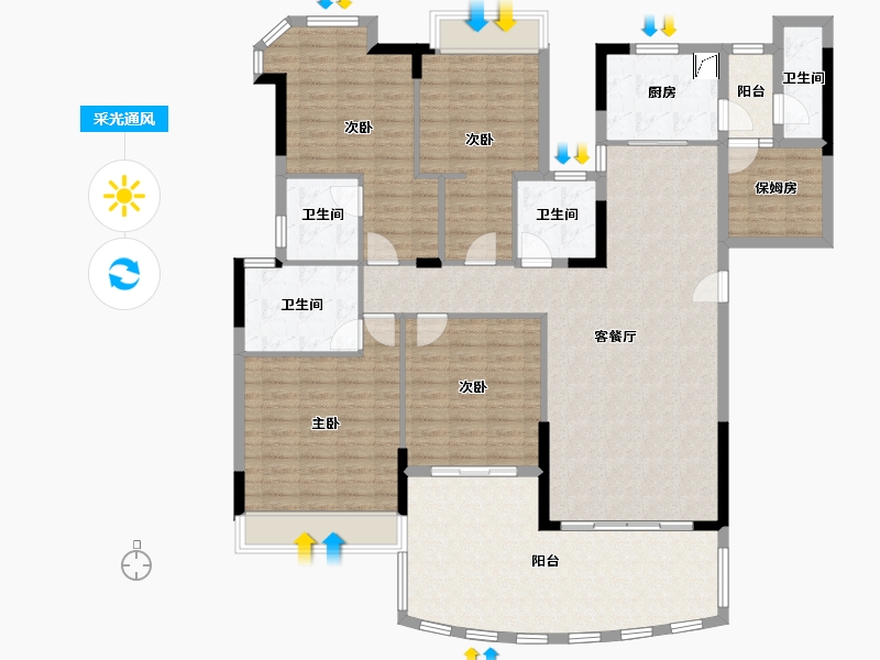 广东省-韶关市-韶关碧桂园-160.00-户型库-采光通风