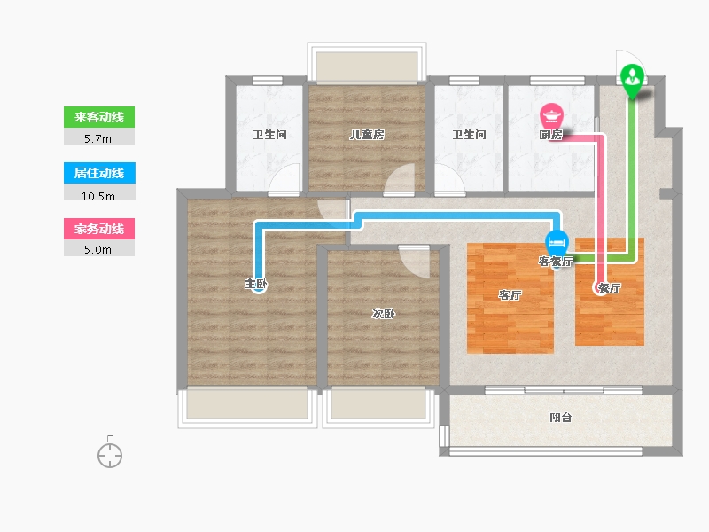 江苏省-苏州市-新城嘉樾时代花园​-92.85-户型库-动静线