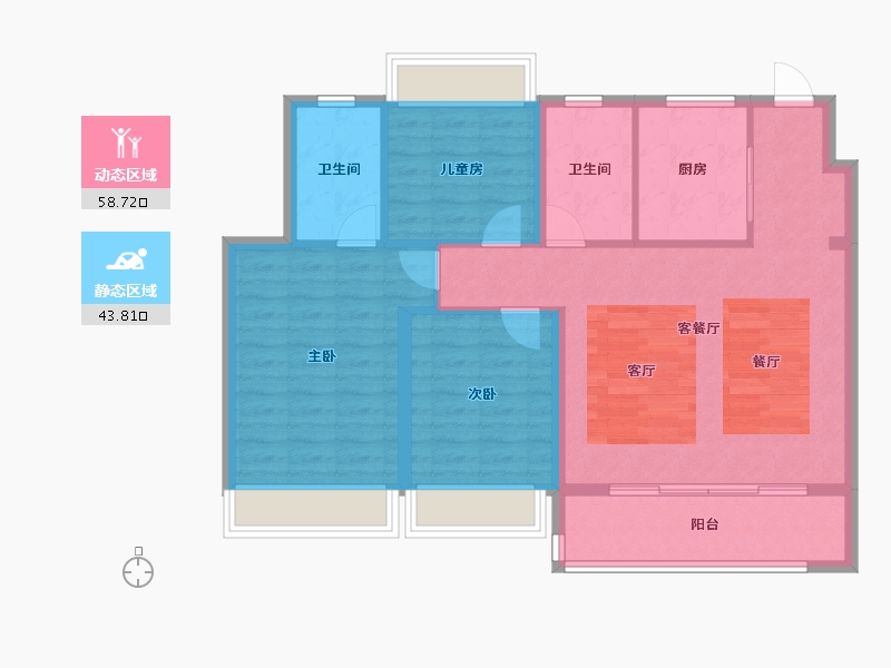 江苏省-苏州市-新城嘉樾时代花园​-92.85-户型库-动静分区