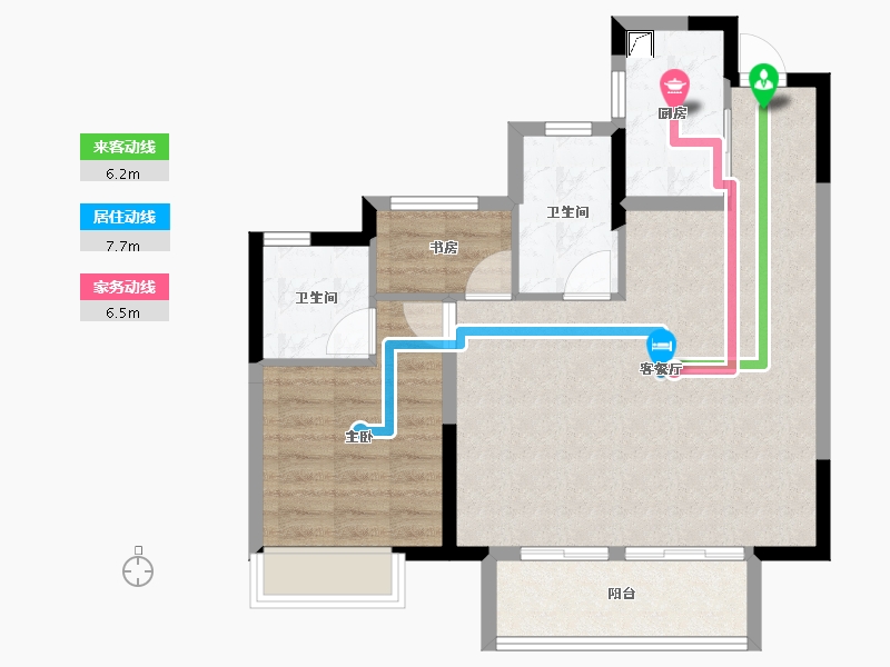 浙江省-杭州市-绿地柏澜晶舍-71.00-户型库-动静线