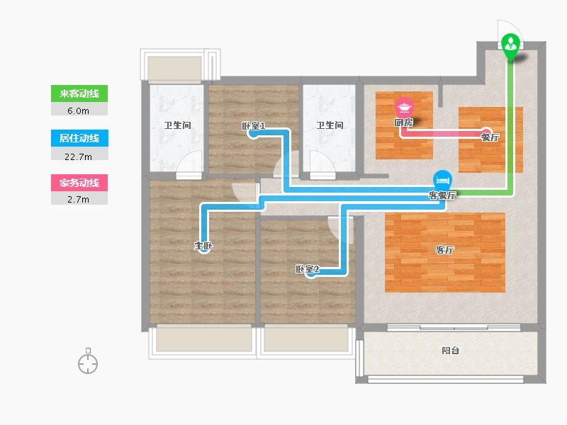 江苏省-苏州市-万科东方雅苑-92.86-户型库-动静线