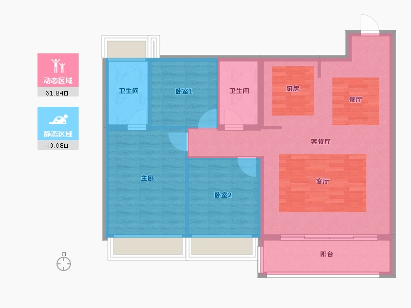 江苏省-苏州市-万科东方雅苑-92.86-户型库-动静分区