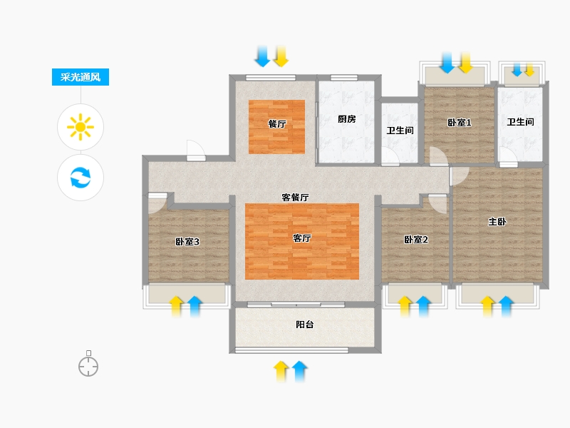 江苏省-苏州市-中海·阅湖湾​-132.80-户型库-采光通风